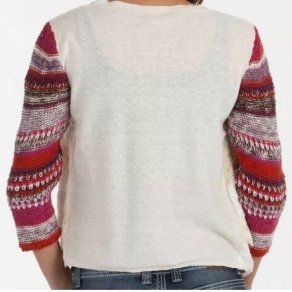 cream off white multicolored sweater cardigan - Picture 5 of 5